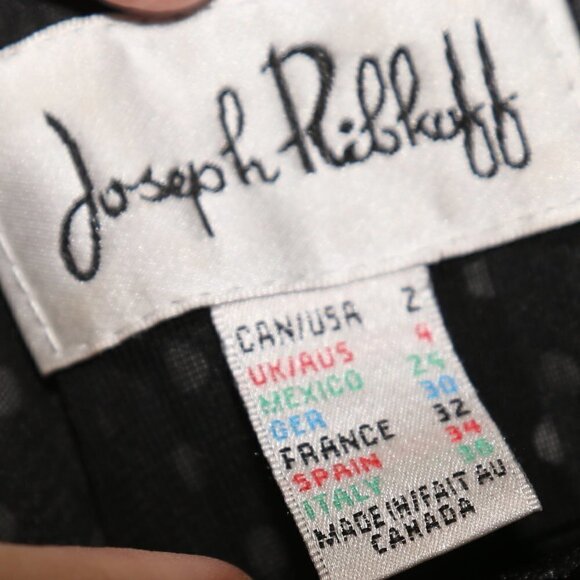 𝅺Joseph Ribkoff Polka Dot Short Sleeve Round Neck Mini Black Flowy Dress - Picture 5 of 7